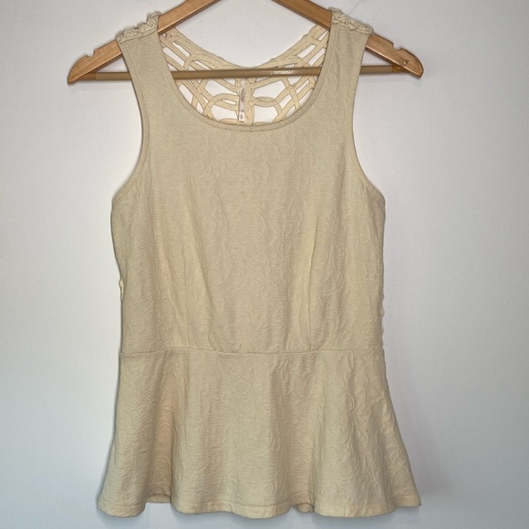 Free People Tops - Free People Macrame Peplum Sleeveless Top in Cream / Ivory Small